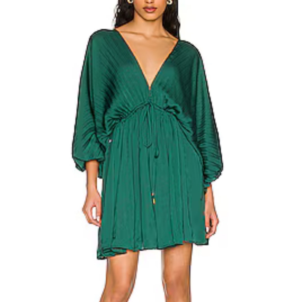 Free People Arzel Mini Dress in Emerald Green L